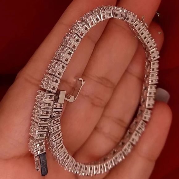 7 inched Long Tennis Bracelet Solid 14K White Gold Round Cut 5 Carat Men & Women - Picture 10 of 11